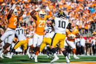 College Football 25 and the "Guess Pass" feature can turn James Pearce Jr. into a monster defender. (Photo credit: IMAGN)